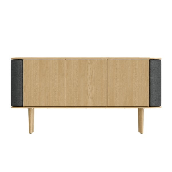 Antracytowa niska komoda w dekorze dębu 150x75 cm Treasures – UMAGE-image-3