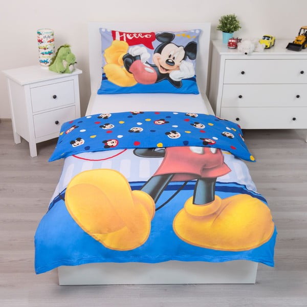 Bawełniana jednoosobowa pościel dziecięca 140x200 cm  Mickey "Hello" – Jerry Fabrics-image-2