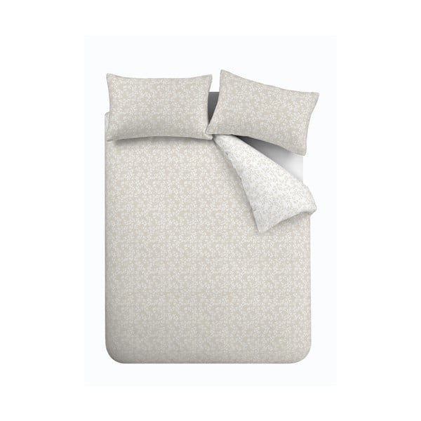 Biała/beżowa bawełniana pościel jednoosobowa 135x200 cm Shadow Leaves – Bianca