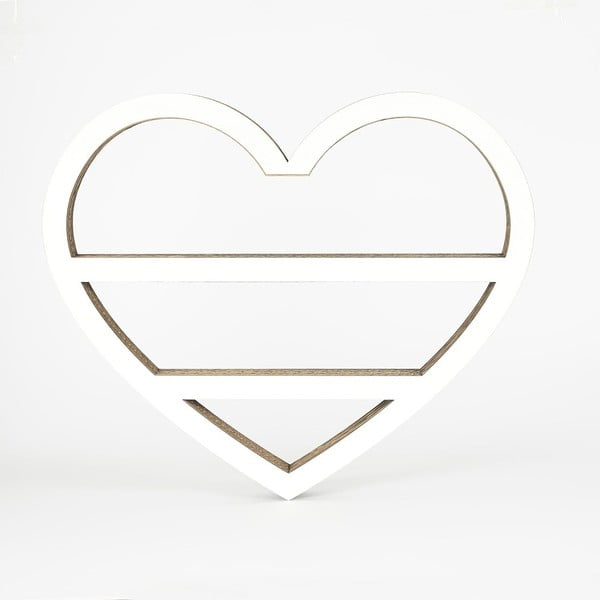 Biała półka z kartonu w kształcie serca Dekorjinal Pouff Heart, 50x41 cm