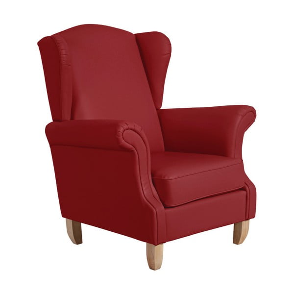 Czerwony fotel uszak z imitacji skóry Max Winzer Verita Leather