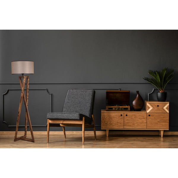 Brązowa lampa stojąca z tekstylnym kloszem (wysokość 149 cm) Maçka – Opviq lights-image-1