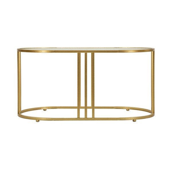 Stolik w biało-złotym kolorze ze szklanym blatem 50x90 cm Antalia – Mauro Ferretti-image-4