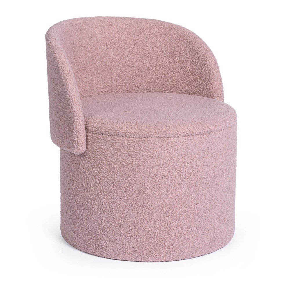 Szaroróżowy puf z materiału bouclé Anthea – Yes Everyday