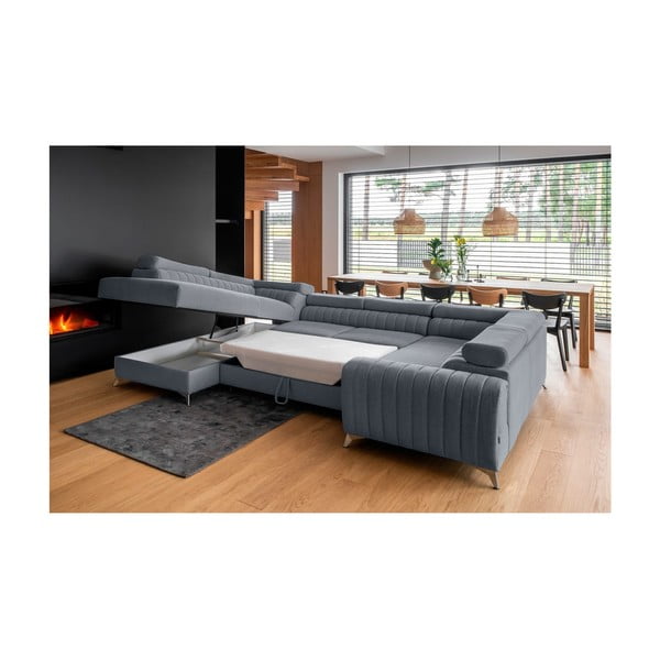 Niebieski rozkładany/ze schowkiem narożnik (lewostronny/w kształcie litery U) Louis – ELTAP-image-4