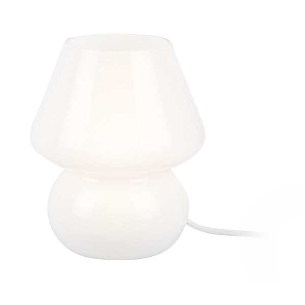 Biała szklana lampa stołowa Leitmotiv Glass, wys. 18 cm