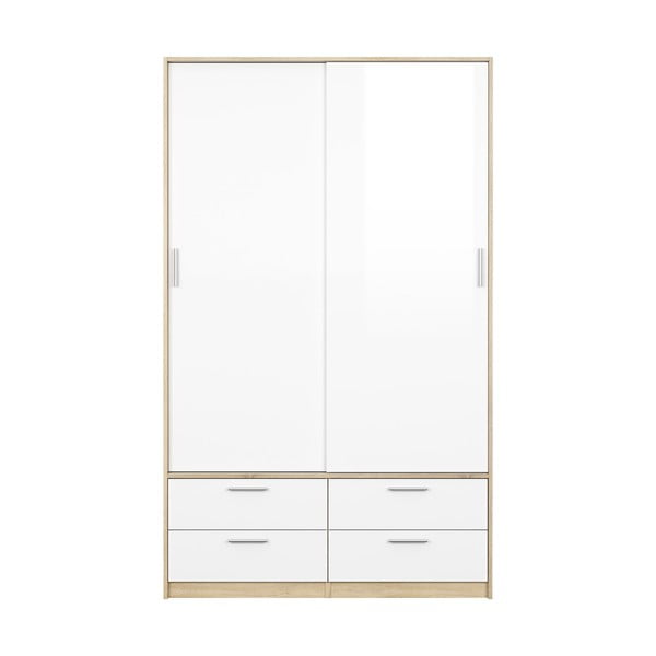 Biało-naturalna szafa w dekorze dębu z drzwiami przesuwnymi 121x200 cm Line – Tvilum-image-1