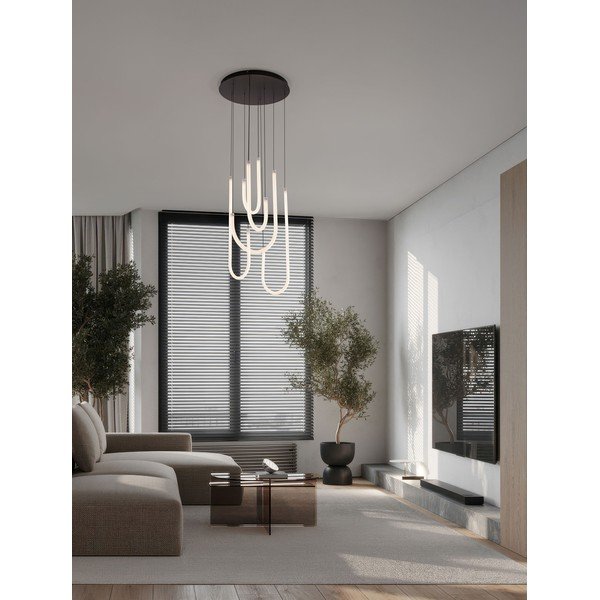 Biała/w kolorze matowej czerni stalowa lampa wisząca LED ze ściemniaczem z kloszem ze szkła akrylowego ø 50 cm Topaz – Nova Luce-image-1