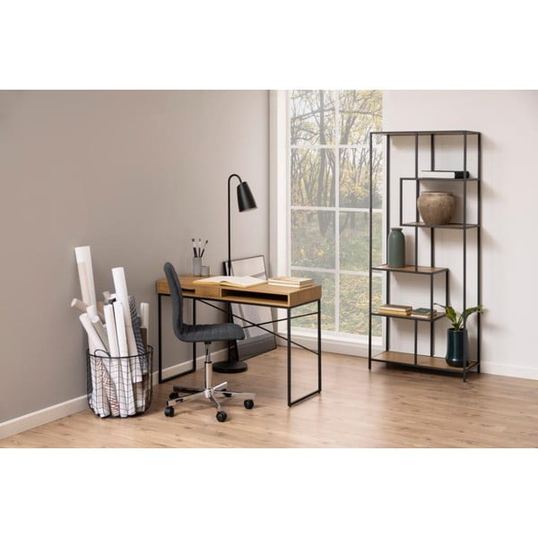 Czarno-naturalny regał w dekorze dębu 77x185 cm Seaford – Actona-image-4