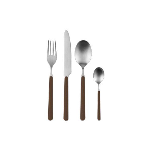 Brązowe/w kolorze srebra sztućce 4 szt. ze stali nierdzewnej dla 1 osoby Noli – noo.ma