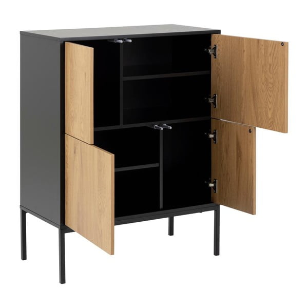 Czarno-naturalna wysoka komoda w dekorze dębu 80x103 cm Seaford – Actona-image-3