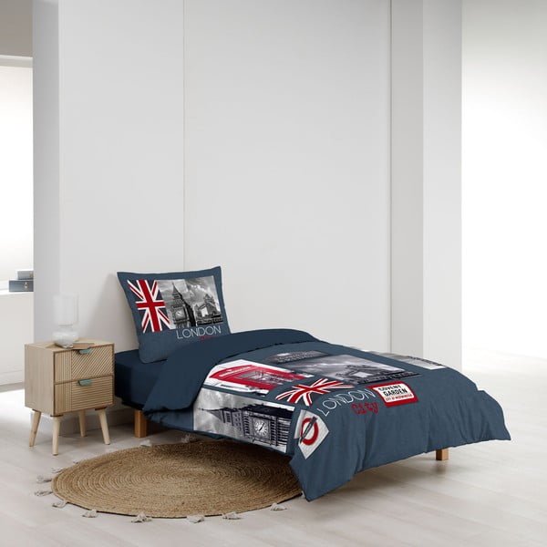 Ciemnoniebieska bawełniana pościel jednoosobowa 140x200 cm City London – douceur d'intérieur-image-2