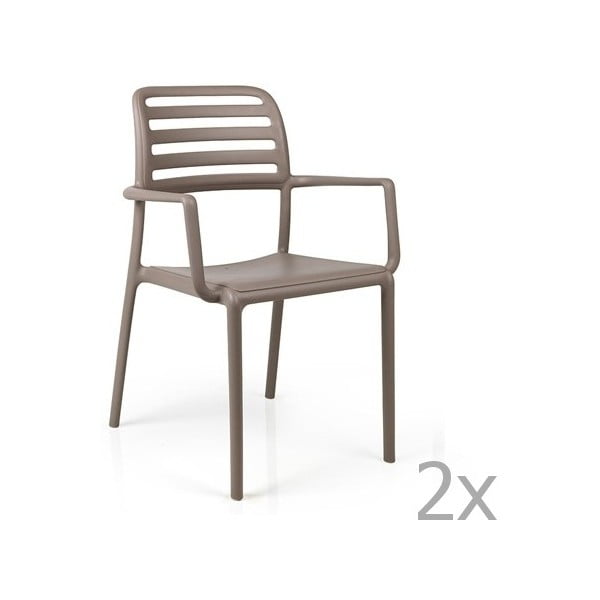 Zestaw 2 beżowoszarych krzeseł ogrodowych Nardi Costa