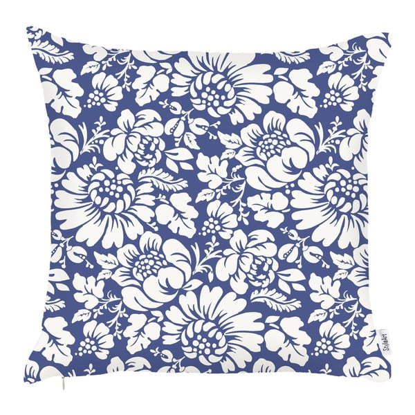 Niebieska poszewka na poduszkę Mike & Co. NEW YORK Flowers, 43x43 cm
