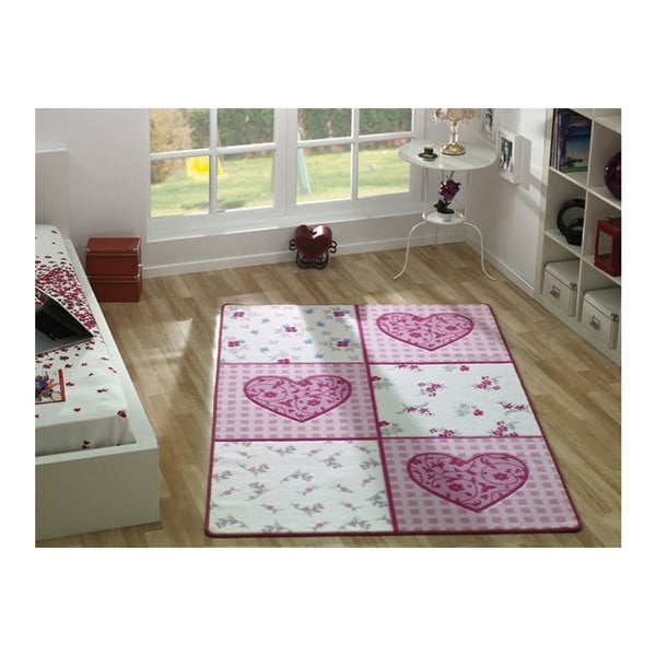 Różowy dywan dziecięcy Confetti Romantic, 100x160 cm