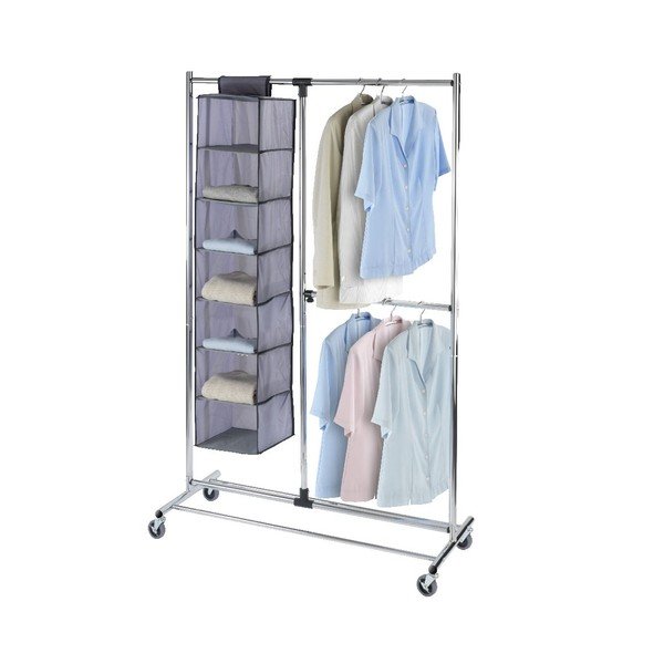 Szary metalowy teleskopowy stojak na ubrania na kółkach Profissimo – Wenko-image-2