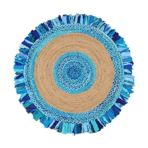 Okrągły dywan z juty i bawełny Garida Aqua, ⌀ 120 cm