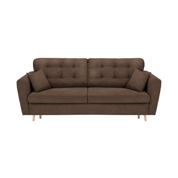Brązowa 3-osobowa sofa rozkładana ze schowkiem Cosmopolitan Design Grenoble