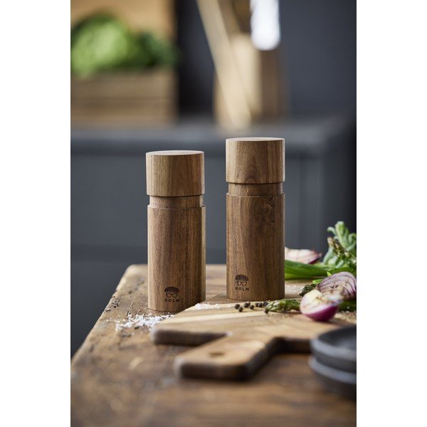Drewniany zestaw młynków do pieprzu i soli w naturalnym kolorze 2 szt. – Holm-image-1