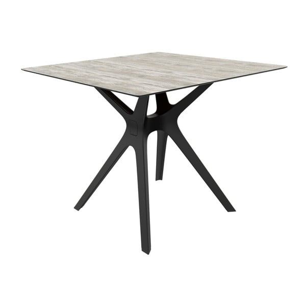 Stół z czarnymi nogami i szklanym blatem odpowiedni na zewnątrz Resol Vela, 90x90 cm