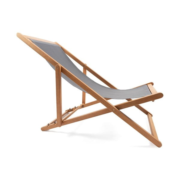 Szary składany leżak ogrodowy z drewna akacji Bonami Essentials Deck-image-2