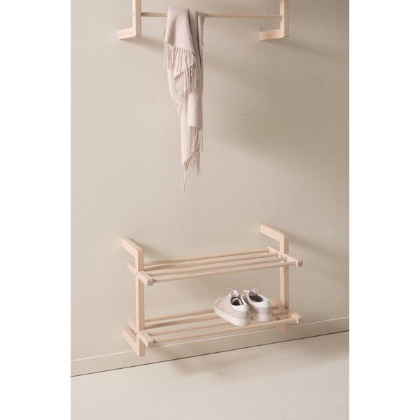 Wiszący regał na buty z litego drewna sosnowego w jasnym naturalnym kolorze 70x45x38 cm Eddison – Jotex-image-1