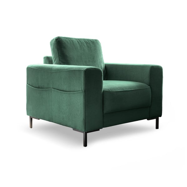 Ciemnozielony sztruksowy fotel Lofty Lilly – Miuform