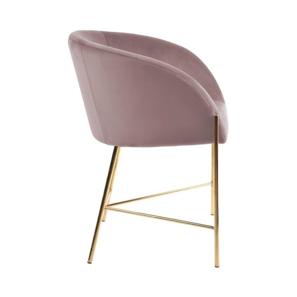 Różowe krzesło z nogami w kolorze złota Interstil Nelson-image-2