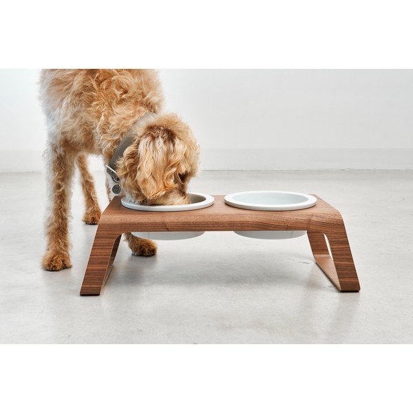 Zestaw misek ze stojakiem dla psów Desco Walnut M – MiaCara-image-1