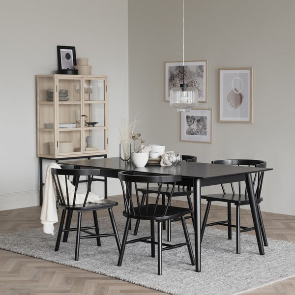 Czarny stół do jadalni Rowico Lotta, 180x90 cm-image-1