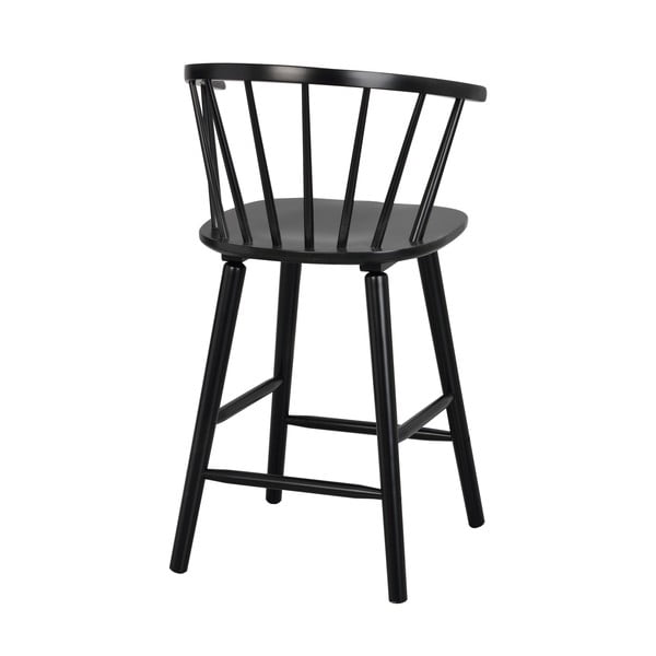 Czarny hoker z drewna kauczukowego Rowico Carmen-image-4