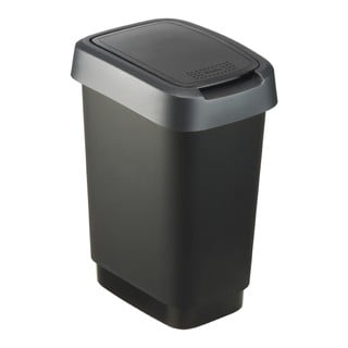 Srebrno-czarny kosz na śmieci z plastiku z recyklingu 10 l Twist – Rotho