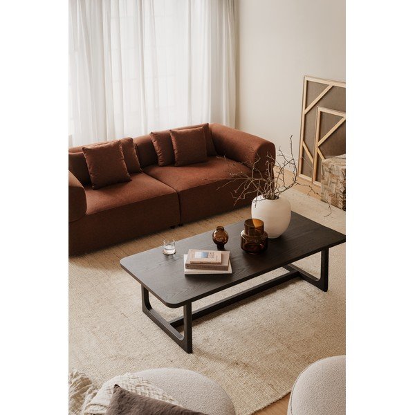 Stolik z blatem w dekorze dębu w ciemnym naturalnym kolorze 70x160 cm Driscoll – Rowico-image-3