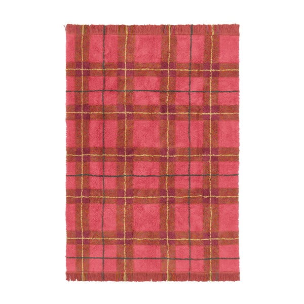 Czerwony bawełniany dywan odpowiedni do prania/tkany ręcznie 140x190 cm Tartan Vintage Red – Lorena Canals