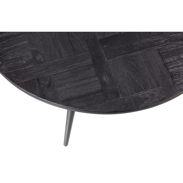 Czarny okrągły stolik z litego drewna tekowego ø 74 cm Leo – WOOOD-image-3
