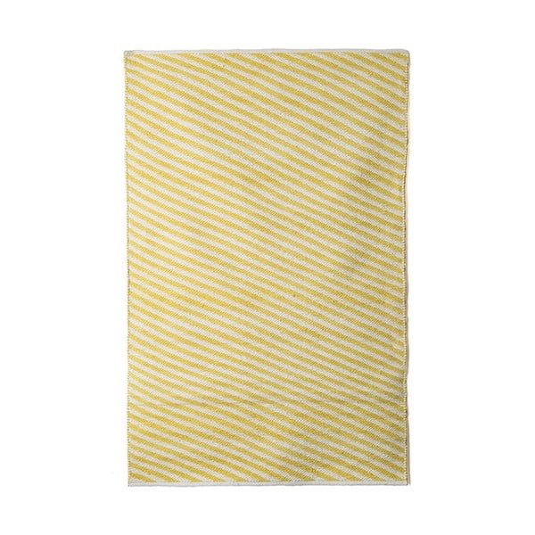 Żółty bawełniany ręcznie tkany dywan Pipsa Diagonal, 100x120 cm