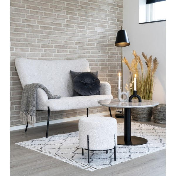 Okrągły stolik w czarno-złotym kolorze z blatem w dekorze marmuru 70x70 cm Bolzano – House Nordic-image-1