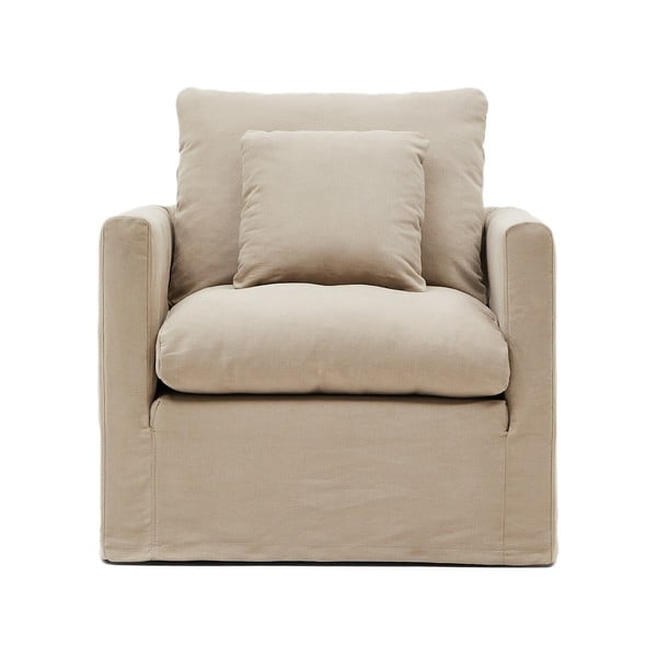 Beżowy lniany fotel Nora – Kave Home-image-2