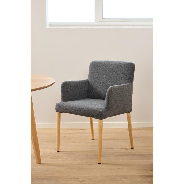 Szary tapicerowany fotel jadalniany z podłokietnikami Zoe – Actona-image-2