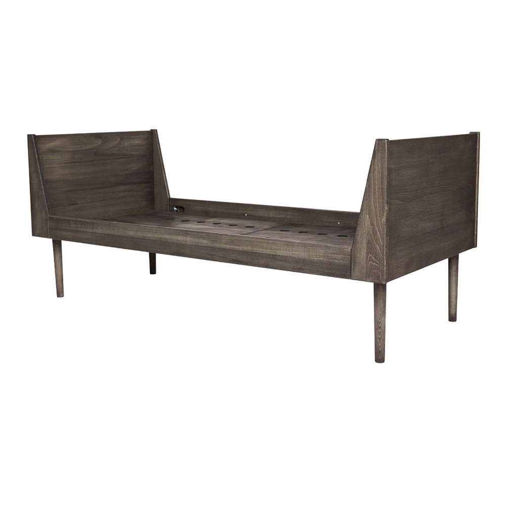 Łóżko dziecięce z litego drewna bukowego 70x160 cm w ciemnym naturalnym kolorze Hevali – OYOY Mini