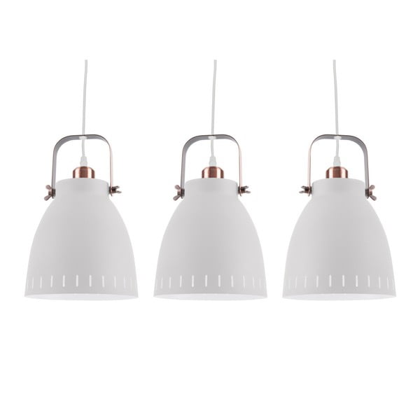 Biała lampa wisząca z elementami w kolorze miedzi i 3 oprawkami Leitmotiv Mingle