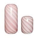 Zestaw 2 różowo-białych szklanych wazonów Hübsch Candy