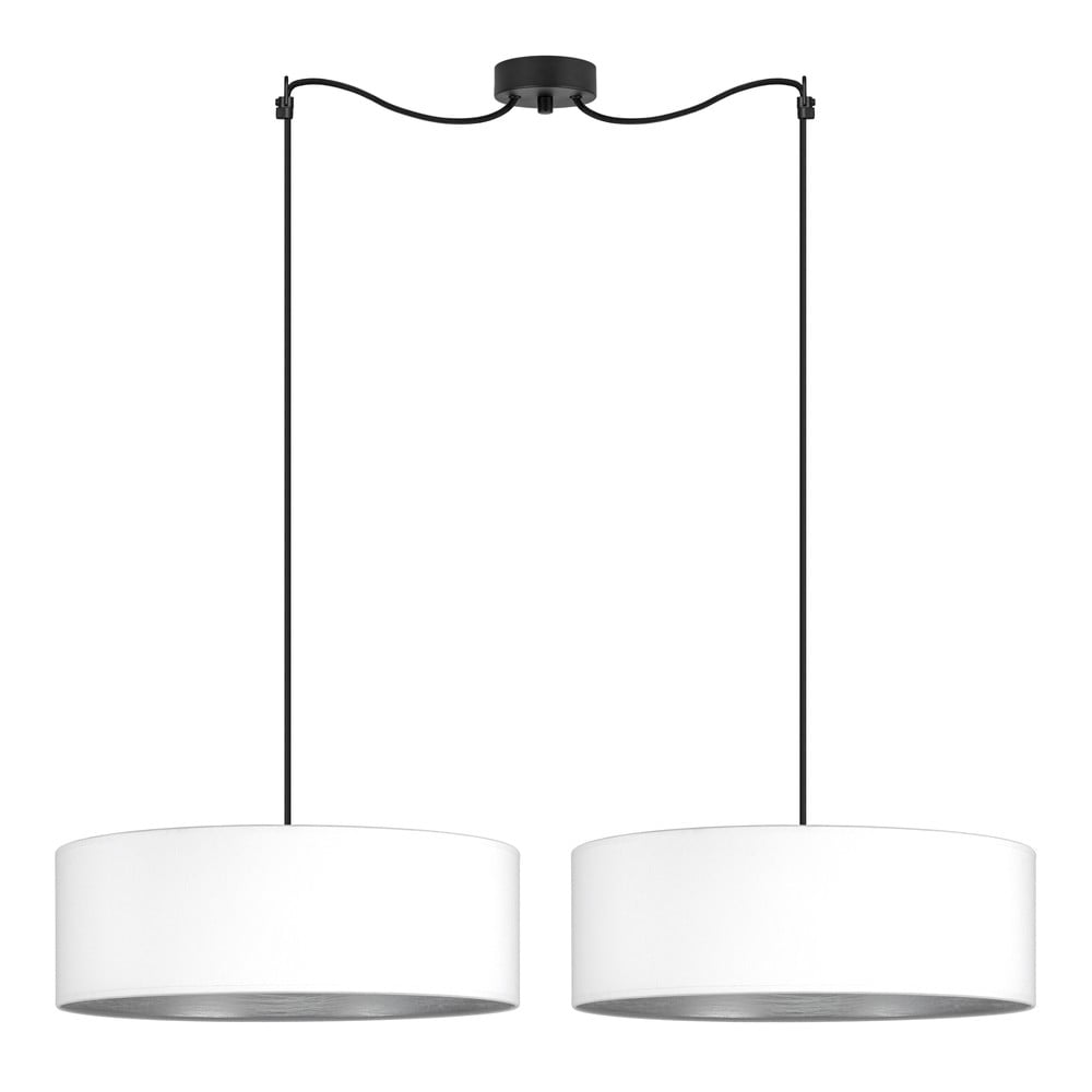 Biała podwójna lampa wisząca z detalem w srebrnym kolorze Bulb Attack Tres XL, ⌀ 45 cm