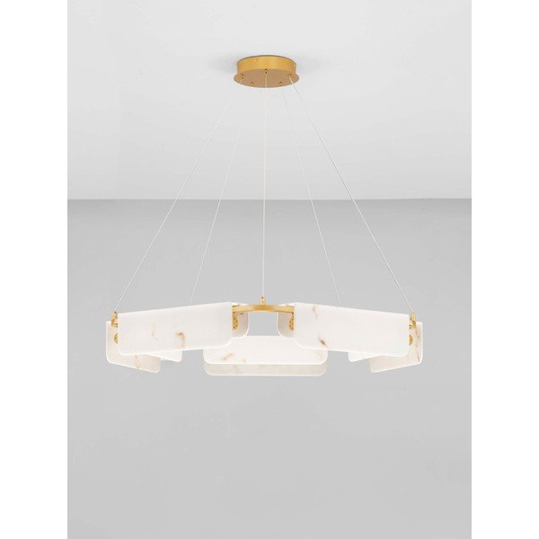 Kremowa/w kolorze mosiądzu lampa wisząca LED w dekorze marmuru ze ściemniaczem ø 93 cm Aider – Nova Luce-image-4