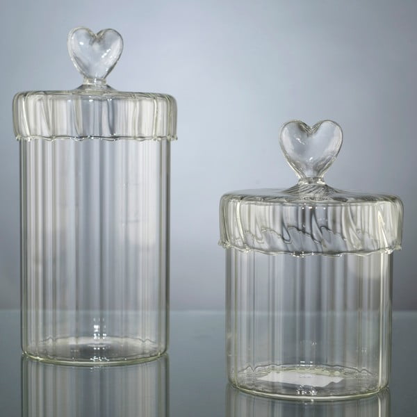 Komplet 2 pojemników Heart Jars-image-1