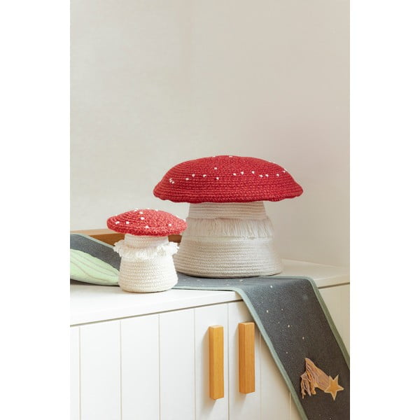 Czerwono-kremowy tekstylny dziecięcy kosz na zabawki ø 38x33 cm Big Mushroom – Lorena Canals-image-1