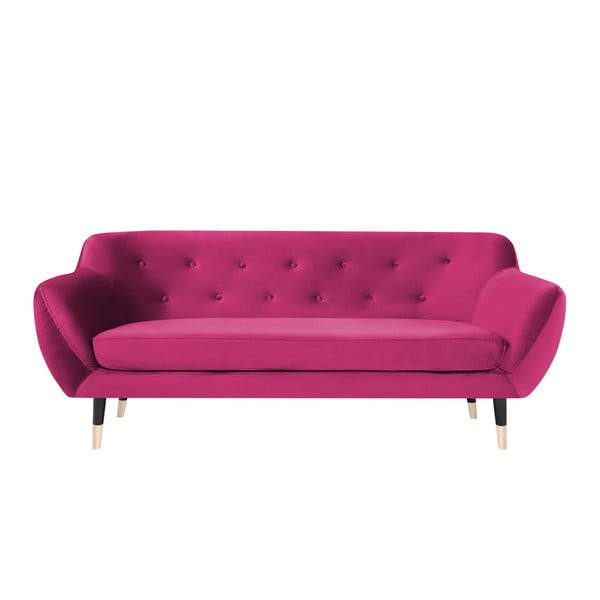 Różowa sofa z czarnymi nogami Mazzini Sofas Amelie, 188 cm