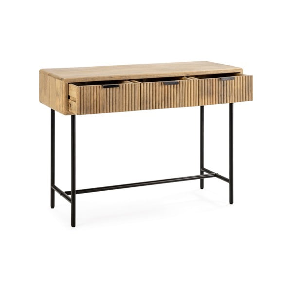 Konsola z litego drewna mango w naturalnym kolorze 38x100 cm Mundra – MOME-image-1