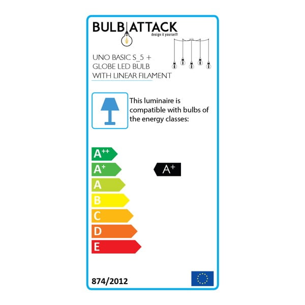 Czarna lampa wisząca z 5 żarówkami Bulb Attack Uno Basic Globe Clear-image-1