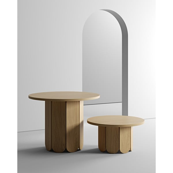 Naturalny okrągły stolik z blatem w dekorze dębu 78x78 cm Soft – Woodman-image-1